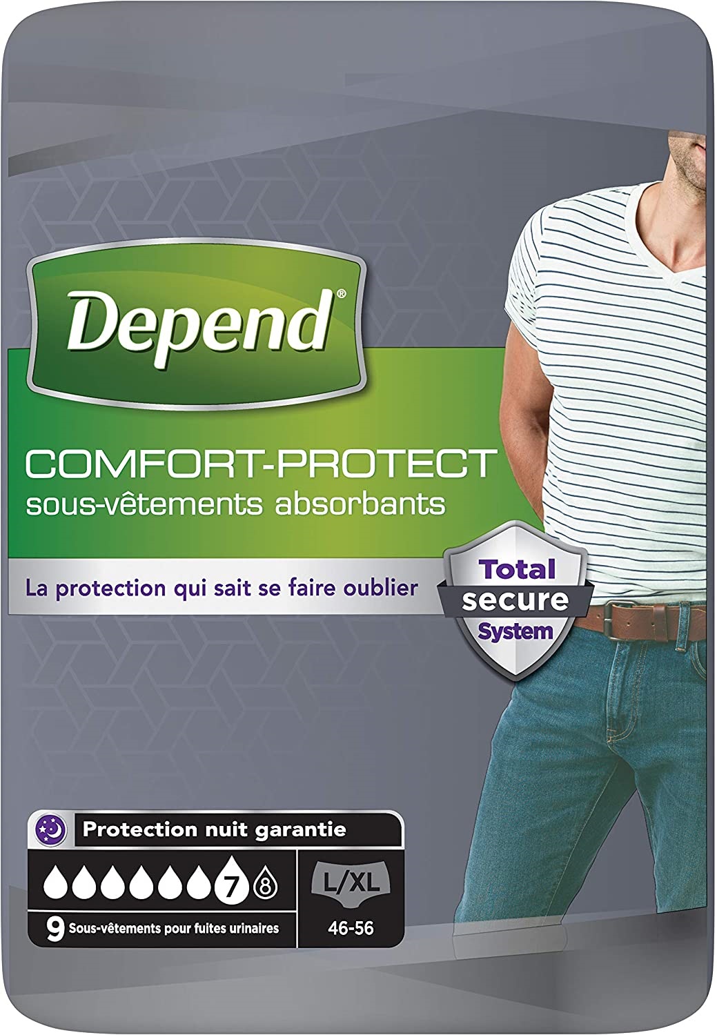 Depend Comfort-Protect Sous-Vêtements Homme (7 Gouttes)